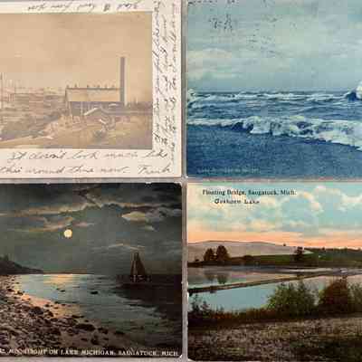 Singapore 1869 Sawmill , Lake Michigan surf , Moonlight on Lake Michigan - Saugatuck Michigan , Floating Bridge - Saugatuck Michigan -Goshorn Lake Sheet 09