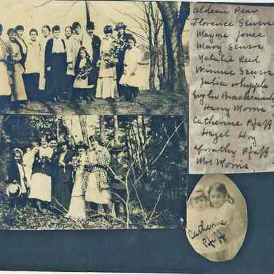 MF-SA-0039.JPG: Aldean Pear, Florence Sewers, Mayme Jones, Mary Sewers, Winnie Sewers, Julia Whipple, Eveyln Brackenridge, Harry Morris, Catherine Pfaff, Hazel Hoy, Dorothy Pfaff, Mrs. Morris,