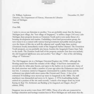 James Schmiechen Singapore Letter