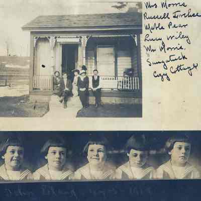 MF-SA-0041.JPG: Mrs. Morris, Russell Frehse, Mable Pear, Lucy Wiley, Mr. Morris; John Leland ?