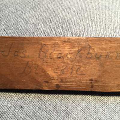 The 11 inch needle.: "Jos. Blackburn Blackie"  is written in pencil on one side