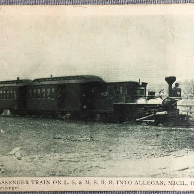 First passenger train postcard