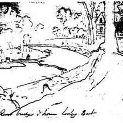 17kb: [Above] River bridge and house looking east.