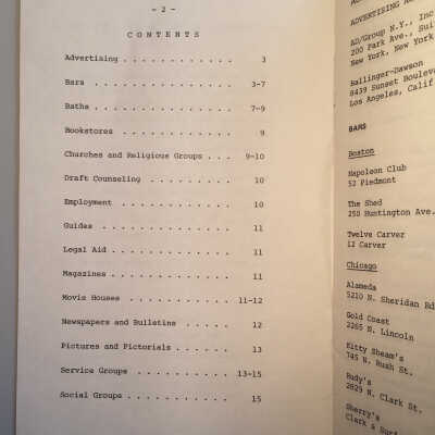 table of contents