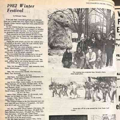 Article about the 1982 Winter festival from the Commercial Record, 4 Feb 1982