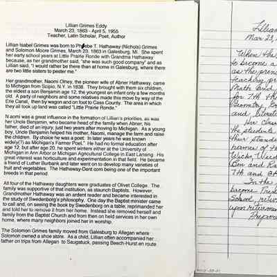Lillian Grimes Eddy Biography