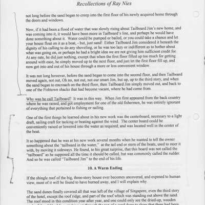 Ray Nies, the son of Jan (or John) Nies who had returned from the Civil War to begin a hardware store in Saugatuck, later wrote his memories of Saugatuck and Singapore in the late 1800s: part 2 of 4