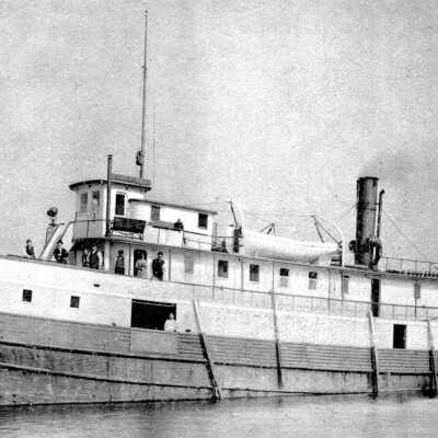 Ca 1910 - The steamer Saugatuck was built by Martel in 1887 for local lumberman W. B. Griffin who planned to use her to carry ship timbers. 110’ in length the Saugatuck had a long and varied history carrying fruit, lumber as well as passengers. She operated out of Saugatuck for many years.: Steamer Saugatuck ca 1895