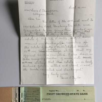 Estate executrix letter and check book