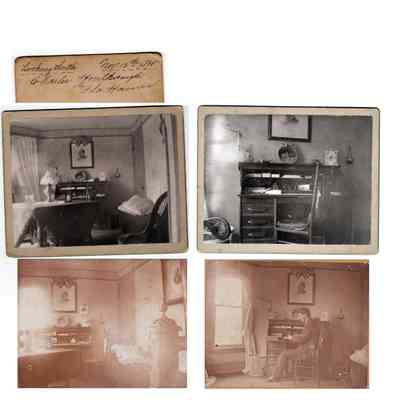 HH-CEHoutcampDesk-Nov12-Dec1-1895.jpg 4.3MB: Looking South, Nov. 12, 1895, Charles Houtkamp to (or and) Ada Hames. Photo of a young man seated at a desk inside a home.
