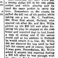          cr1937071608NoteworthyAction-GeorgeBFerry.jpg; C. VanSiere returns Earl Willis $20 as reported by George B. Ferry
   