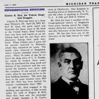          June 7, 1922; Article about Charles E. Bird on FamilySearch by Judi Thomas, SDHC volunteer, March 2026. According to ChatGPT, [this article] most likely comes from a trade magazine called Michigan Trademan. The Tradesman is archived at the Michigan State University Library.
   