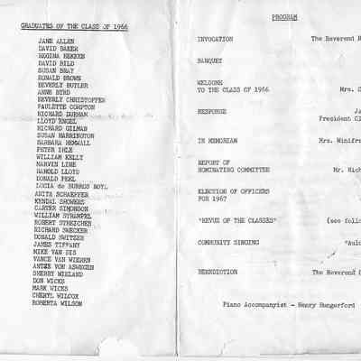 SHS Alumni Association banquet program 1966