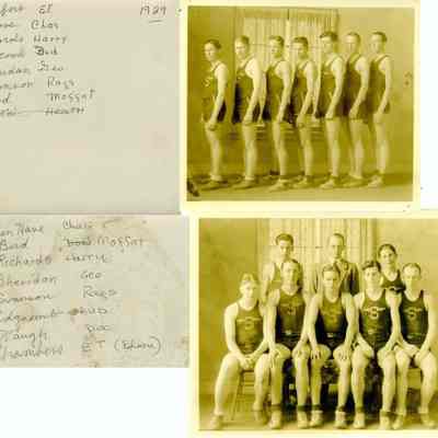 Saugatuck_basketball_team_1929.jpg 3.1MB: Digital image from Jane Van Dis collection  - Digital file on Jack Sheridan Drive 2021.72.02 -- E.T. Chambers, Charles TenHave, Harry Richards, Bud Edgcomb, George Sheridan, Rags Simonson?, Moffat Bird, Heath Crow