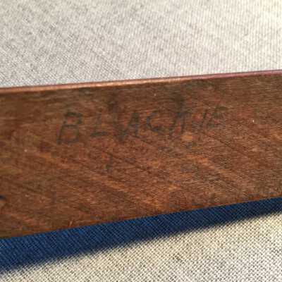 The 9 inch needle.: "Blackie" is written in pencil on one side