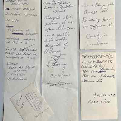 B. Pages from police officer's notebooks: Officers Consolino and Troutman