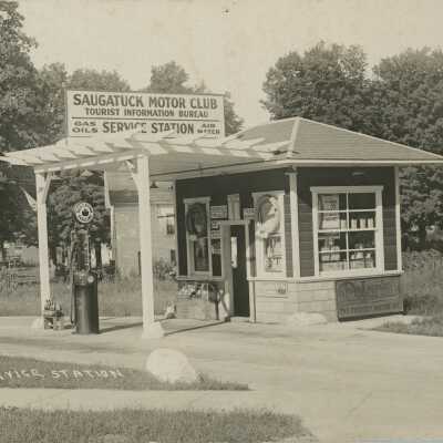 Saugatuck Service Station Postcard