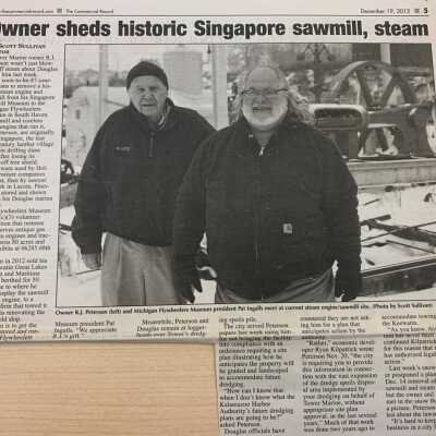 "Owner sheds historic Singapore sawmill, steam" Scott Sullivan, The Commercial Record, December 19, 2013