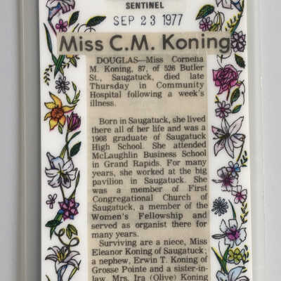 Cornelia M. Koning obituary card