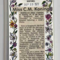 Cornelia M. Koning obituary card