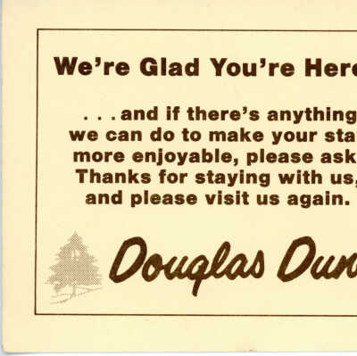 Douglas Dunes "We're Glad You're Here!" Note
