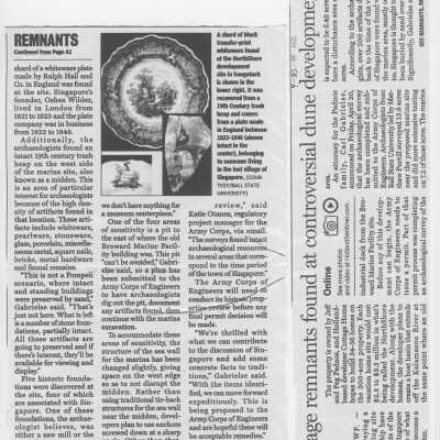 Lost village remnants found at controversial dune development, Holland Sentinel, Audra Gamble, April 22, 2018