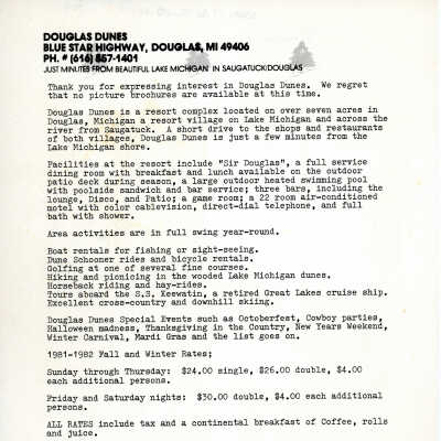 Douglas Dunes Informational Letter