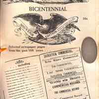          Commercial Record Bicentennial Special Section with reprints of newspaper front pages; An early Saugatuck Commercial, Aug. 22, 1868.
