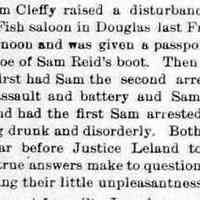          cr1898031101SamCleffeyRuckus.jpg; Sam Cleffy brawling with Sam Reid at Fish Saloon
   