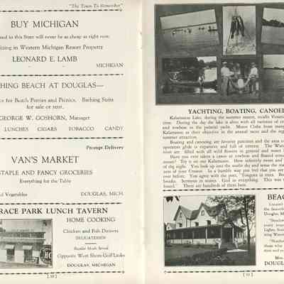 BB-DouglasBrochure-05.JPG 1.5MB: Leonard E. Lamb, Douglas Beach George W. Goshorn, Van's Market, Terrace Park Lunch Tavern, Water Gardens upriver, Beachmont Mrs. W.C. McVea