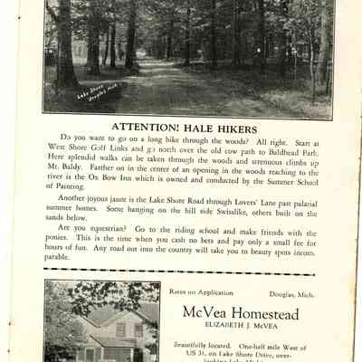 BB-DouglasBrochure-07.JPG 1.1MB: Hale Hikers cow path to Baldhead Park, Lake Shore Road through Lovers' Lane past palatial summer homes, McVea homestead by Elizabeth J. McVea