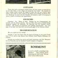          BB-DouglasBrochure-09.JPG 889KB; Churches, travel only four hours from Chicago on the paved Trunk Line U.S. 31, Rosemont by Mrs. Ellen S. Bryan
   