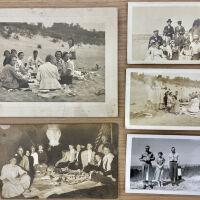          Thursday Picnics at Oval and other picnics and beach gatherings; Names listed on back include (image 1 at upper left) Beatrice Brown Finch, Florence Brittian Dunlap, Julia Whipple Funk, Jessie Veits, Mildred Prentice, Irene Robinson Webster, Eileen Kreager, Jennie Veits Brown; (image 2 at upper right) Ralph Clapp, Loren Veits, Mac Babcock, Hattie Veits, Jessie Veits, Mrs. Clapp, Hattie Babcock, Jennie Veits Brown, Dick Brown - 