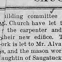         cr1882030301PierCoveMEChurch.jpg; Pier Cove M.E. Church hires carpenter Alva Hoover of Ganges and mason James Naughtin
   