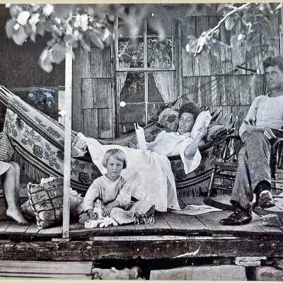Family on porch