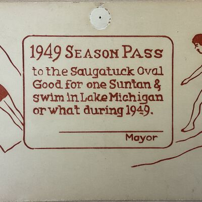 Season Pass to the Saugatuck Oval Postcard 1949