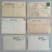          early b/w or colorized postcards back; Upper right postcard mailed from 