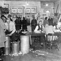          1946_Voting_in_Village_Hall.jpg 1.3 MB Digital file on Jack Sheridan Drive 2021.72.02; Election Board: Left to right
Pop - cigar in mouth taking someones ballot - Jas. Brown. 
George Wright Sr. looking up
Lee Leland - writing.  Cappy Brittain - back to pix.  Other voters etc.
Donated by Bea Finch and Richard Brown 8/28/1987
   