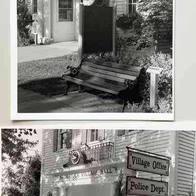 Saugatuck Village Hall, Village Office and Police Department: with clock and Singapore historic marker