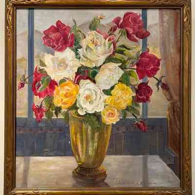 Roses in Dining Room Window