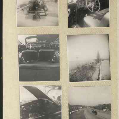 ES30003.JPG 652KB: Lower right - ES30003-1- Motorcycles -John Diepenhorst and Ralph Baker driving up toward the Shell station. Looking from Douglas side looking across the bridge toward Saugatuck.