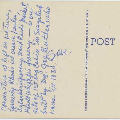 Main Street Postcard Reverse