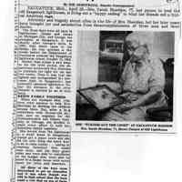          With a Happy Ending: Life of Last Saugatuck Lighthouse Keeper Called 'Typical American Saga', Kalamazoo Gazette, Joe Armstrong, no date; part 1 of 2
While not published during the time period of Singapore, this article captures what life was like during Singapore's township from a first hand source.
   