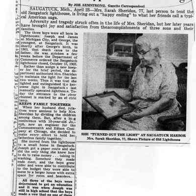 With a Happy Ending: Life of Last Saugatuck Lighthouse Keeper Called 'Typical American Saga', Kalamazoo Gazette, Joe Armstrong, no date: part 1 of 2
While not published during the time period of Singapore, this article captures what life was like during Singapore's township from a first hand source.