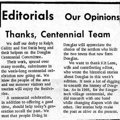 Centennial content that overflowed into regular CR edition on Aug. 20, 1970