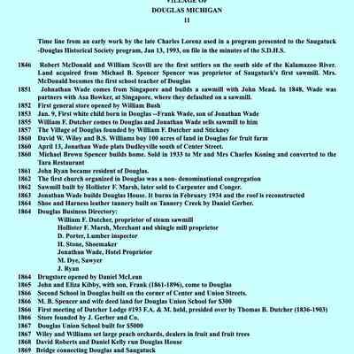 Douglas Directory and Yoder Timeline