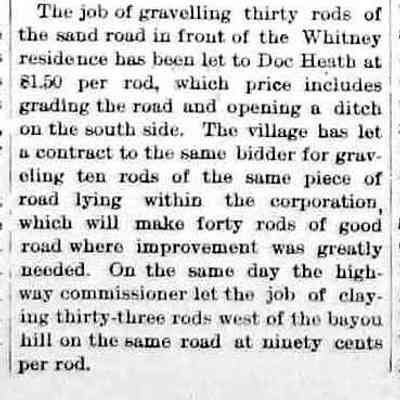 cr1893062301DocHeathGetsRoadContract.jpg: Doc Heath gravelling sand road in front of Whitney residence (Allegan St.)
