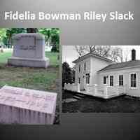          15. SLACK-  I’m Fidelia Bowman Riley Slack. My English ancestors were tea merchants and had invested in a cargo of tea in 1773 which arrived in the colonies just in time to be thrown overboard by revolutionists. My great grandfather changed sides and remained in America. My first husband, Thomas Riley who died in the Civil War, built our house in Douglas. Then I married Anthony Slack from Tom’s old regiment. My oldest child Josie, married William A. May, part of the Dutcher family. Another Riley daughter married Jesse Hutchinson and was the grandmother of Ed Hutchinson, who was a U. S. Representative from this area 1961-76. My youngest daughter, Blanche Slack, married Captain Ellis, who gave his name to the street where my house still stands.
[1833-1906]
   