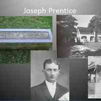          20. PRENTICE- I am Joseph Prentice. I was a Saugatuck township officer and manager of the Saugatuck Fruit Exchange. We lived in a white house on Spring Street. All except, my young son Willard who contracted tuberculosis in 1922 and for four years actually lived (except in mid-winter) in a little screened in house in the backyard – at that time rest and fresh air were felt the only cures for the disease. Friends would visit him -- keeping their distance of course – and every afternoon in warm weather John Norton would bring him an ice cream cone. He was cured and when he visited Douglas in 1986 he found that his little fresh-air house was now the home to a collection of exotic pigeons.
[1867-1961]
   