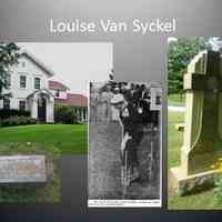          24. VAN SYCKEL I’m Louise Van Syckel. My husband’s parents were storekeepers in New York City and before 1890 they moved to Chicago and started a hardware store. In 1908 the hardware stock was shipped to Douglas by boat and they opened on Center Street across from the ballpark. In 1915 my husband, Harold, opened a grocery store in part of the building. The store burned in 1941 and was rebuilt. We sold the business in 1950. Long after our deaths the new building burned when a car ran into the gas line and it exploded.  I was very active in the community, I worked so hard on raising funds for the Community Hospital building that they asked me to turn the first shovelful of dirt when it was finally built in 1958.
[1898-1975]
   